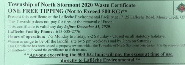 TWP NorthStormont Waste Certificate